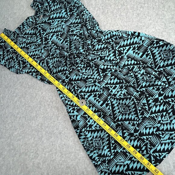 PINK REPUBLIC Aztec Short Dress Sz S Turquoise Black Bar Back Pockets Soft - Picture 8 of 11